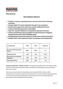 2014 Annual Results