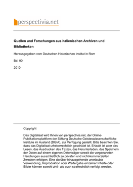 Quellen Und Forschungen Aus Italienischen Archiven Und Bibliotheken