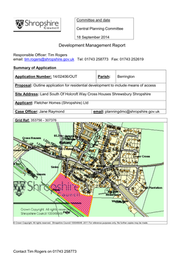 Report No 7 Land South of Holcroft Way Cross Houses 14 02406 OUT