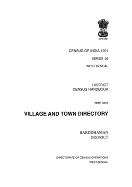 Village and Town Directory, Barddhaman, Part XIII-A, Series-26