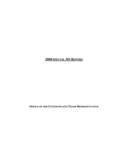 Full Version of the 2008 SPECIAL 301 REPORT