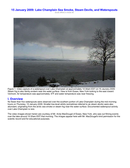 Lake Champlain Sea Smoke, Steam Devils, and Waterspouts I. Overview