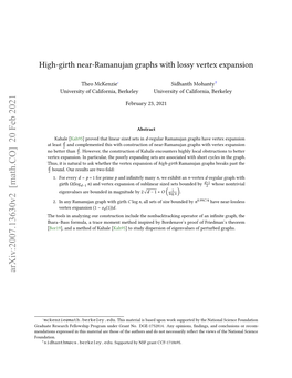 Arxiv:2007.13630V2 [Math.CO] 20 Feb 2021