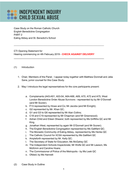 Opening Statement for Hearing Commencing on 4Th February 2019 - CHECK AGAINST DELIVERY ​ ​ ______