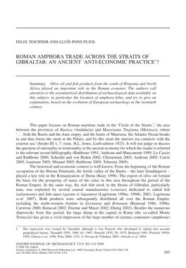 Roman Amphora Trade Across the Straits of Gibraltar: an Ancient ‘Anti-Economic Practice’?