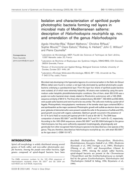 Isolation and Characterization of Spirilloid Purple Phototrophic