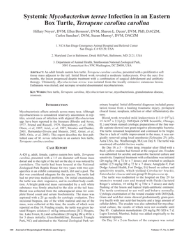 Systemic Mycobacterium Terrae Infection in an Eastern Box Turtle, Terrapene Carolina Carolina