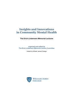 Insights and Innovations in Community Mental Health