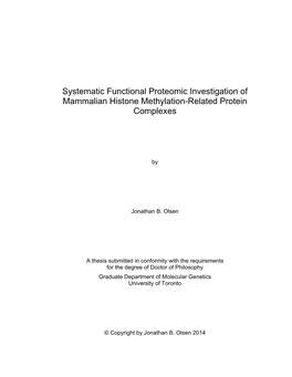 Systematic Functional Proteomic Investigation of Mammalian Histone Methylation-Related Protein Complexes