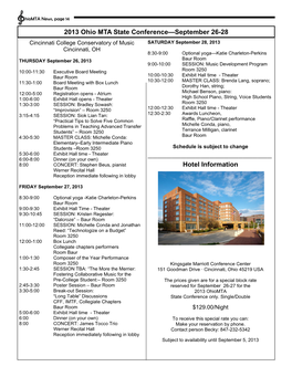 2013 Ohio MTA State Conference—September 26-28