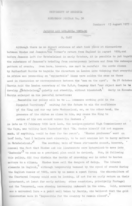 38 Seminars 13 August 1977 JAMESON and Lobangula 1889