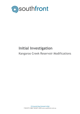 Initial Investigation Kangaroo Creek Reservoir Modifications