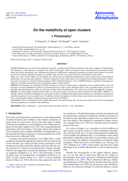 On the Metallicity of Open Clusters*