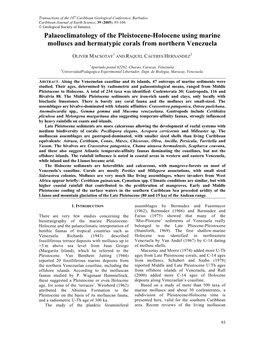 Palaeoclimatology of the Pleistocene-Holocene Using Marine Molluscs and Hermatypic Corals from Northern Venezuela