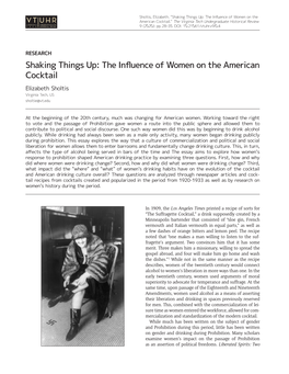 Shaking Things Up: the Influence of Women on the American Cocktail.” the Virginia Tech Undergraduate Historical Review 9 (2020): Pp