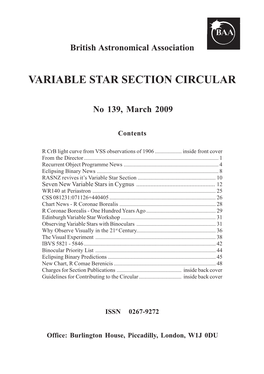 Variable Star Section Circular