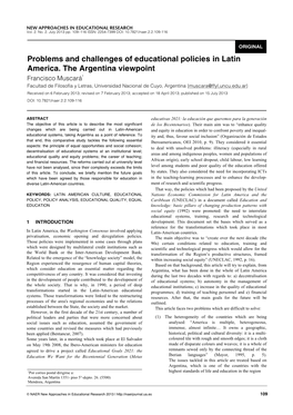 Problems and Challenges of Educational Policies in Latin America