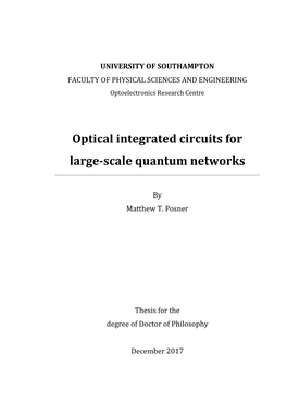 Optical Integrated Circuits for Large-Scale Quantum Networks