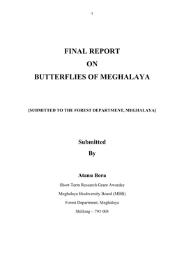 Final Report on Butterflies of Meghalaya