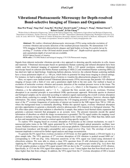 Vibrational Photoacoustic Microscopy for Depth-Resolved Bond-Selective Imaging of Tissues and Organisms