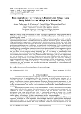 Implementation of Government Administration Village (Case Study Public Service Village Kab