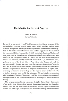 The Magi in the Derveni Papyrus