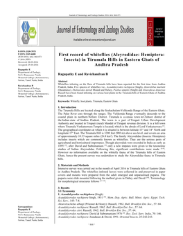 First Record of Whiteflies (Aleyrodidae: Hemiptera: Insecta) in Tirumala