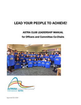 CLUB LEADERSHIP MANUAL for Officers and Committee Co-Chairs