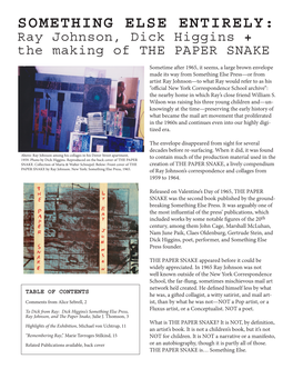 Something Else Entirely: Ray Johnson, Dick Higgins and the Making of the Paper Snake