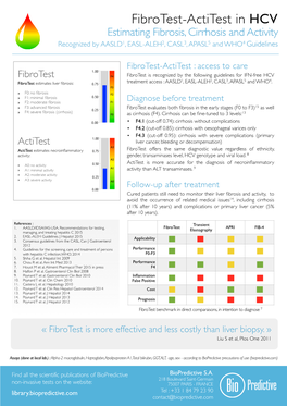 Fibrotest-Actitest in HCV Estimating Fibrosis, Cirrhosis and Activity Recognized by AASLD1, EASL-ALEH2, CASL3, APASL5 and WHO4 Guidelines