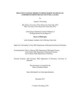 Bioactive Natural Products from Marine Macroalgal Endophytes from the Bay of Fundy, Canada