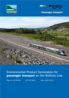Environmental Product Declaration for Passenger Transport on the Bothnia Line