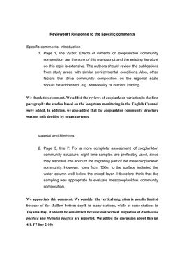 Effects of Currents on Zooplankton Community Composition Are the Core of This Manuscript and the Existing Literature on This Topic Is Extensive