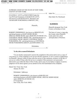 Filed: New York County Clerk 01/20/2021 10:46 Am Index No