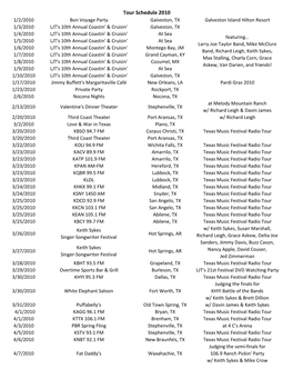 Tour Schedule 2010