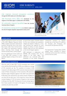 Iom Djibouti Monthly Report #19 April 2021