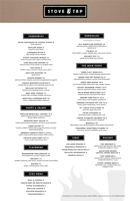 Soups & Salads the Main Event Handhelds Shareables