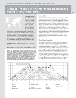 Highest Treeline in the Northern Hemisphere Found In