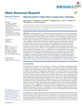 High‐Resolution Global Water Temperature Modeling