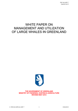 White Paper on Management and Utilization of Large Whales in Greenland