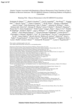 Genetic Variants Associated with Quantitative Glucose Homeostasis