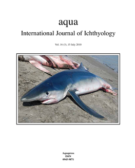 Aqua, International Journal of Ichthyology Aqua, International Journal of Ichthyology