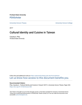 Cultural Identity and Cuisine in Taiwan