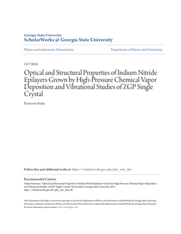 Optical and Structural Properties of Indium Nitride Epilayers Grown by High-Pressure Chemical Vapor Deposition and Vibrational S