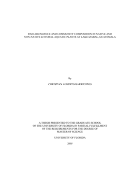 Fish Abundance and Community Composition in Native and Non-Native Littoral Aquatic Plants at Lake Izabal, Guatemala