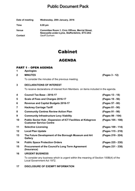 (Public Pack)Agenda Document for Cabinet, 20/01/2016 18:00