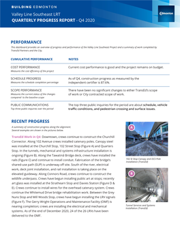 Valley Line Southeast LRT: Quarter 4 2020 Progress Report