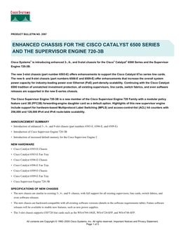 Enhanced Chassis for the Cisco Catalyst 6500 Series and the Supervisor Engine 720-3B