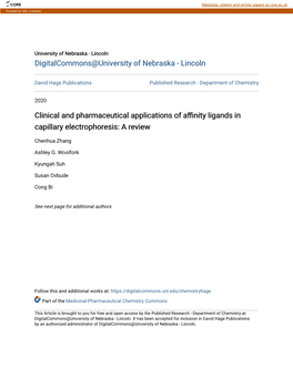 Clinical and Pharmaceutical Applications of Affinity Ligands in Capillary Electrophoresis: a Review