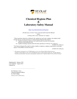 Chemical Hygiene Plan & Laboratory Safety Manual